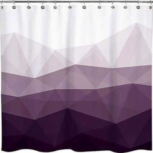 Purple Geometric Shower Curtain Set With Hooks 72 x 72 New
